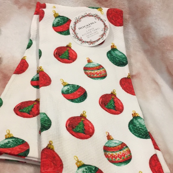 Rockhill Christmas Ornament Holiday Kitchen Towel Duo NWT Cotton 18”x28” - Picture 11 of 11